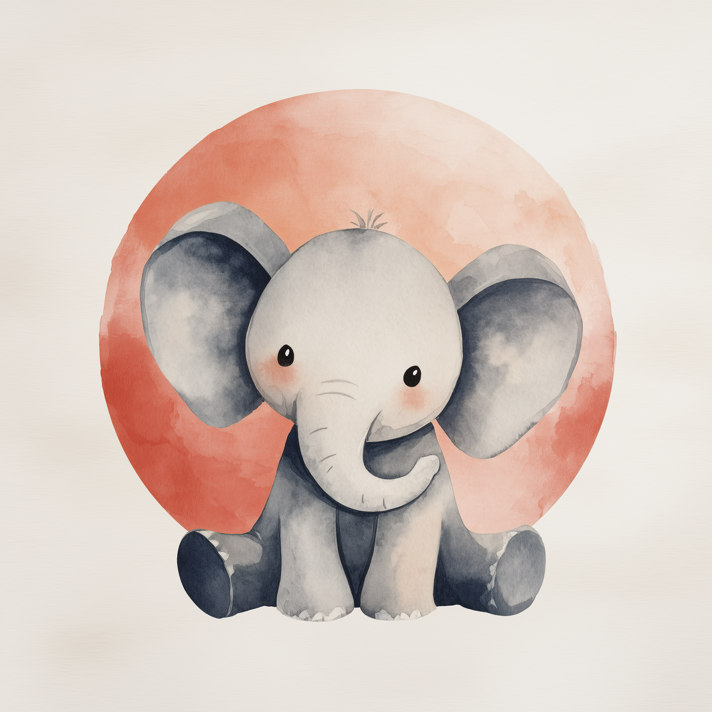 Illustration of a cute elephant with a pink circle in the background